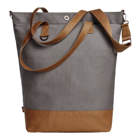 Werbeartikel HALFAR® Shopper LIFE – grau-braun – mit Logo bedruckt
