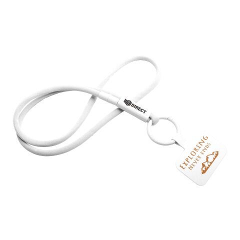 Werbeartikel Tubyard Lanyard Schlüsselband Telefonhalterung RPET Kunststoffschlauch flexibel Sicherheitsverschluss – weiss – mit Logo bedruckt