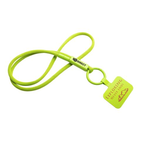 Werbeartikel Tubyard Lanyard Schlüsselband Telefonhalterung RPET Kunststoffschlauch flexibel Sicherheitsverschluss – gelb – mit Logo bedruckt
