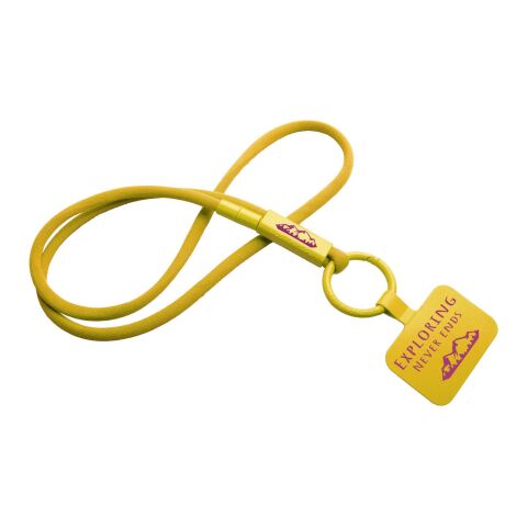 Werbeartikel Tubyard Lanyard Schlüsselband Telefonhalterung RPET Kunststoffschlauch flexibel Sicherheitsverschluss – Sun Orange – mit Logo bedruckt