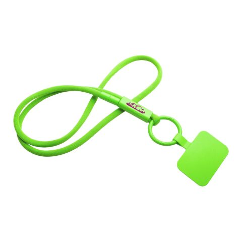Werbeartikel Tubyard Lanyard Schlüsselband Telefonhalterung RPET Kunststoffschlauch flexibel Sicherheitsverschluss – limone – mit Logo bedruckt