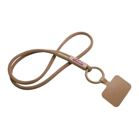 Werbeartikel Tubyard Lanyard Schlüsselband Telefonhalterung RPET Kunststoffschlauch flexibel Sicherheitsverschluss – bronze – mit Logo bedruckt