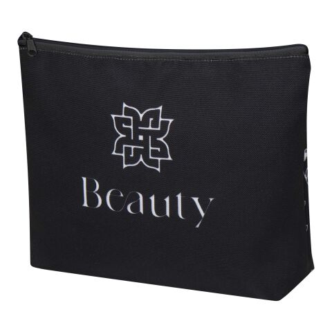 Nachhaltiger Werbeartikel Arlo RPET Sublimation Reisetasche – medium – schwarz-weiss – mit Logo bedruckt