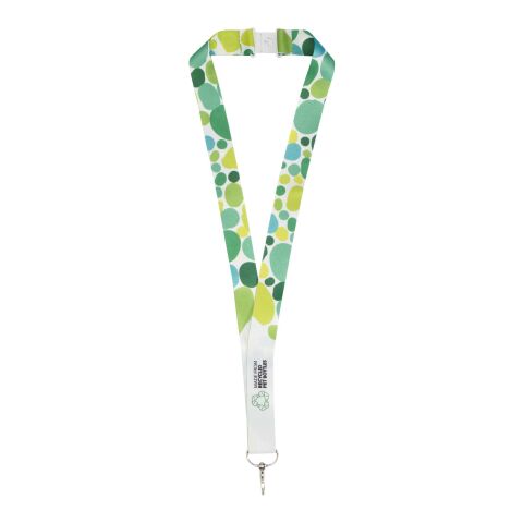 Werbeartikel Addie Lanyard Schlüsselband RPET Schnalle & Abreissverschluss – beidseitige Sublimation – weiss-weiss – 20mm – mit Logo bedruckt