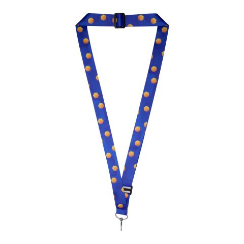 Werbeartikel Liv Lanyard Schlüsselband verstellbar Schiebeschnalle Made in EU Vollfarbdruck Sublimation Metallhaken – schwarz-weiss – mit Logo