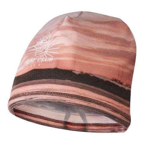 Nachhaltiger Werbeartikel Elian Sublimation-Mütze aus RPET – weiss – L (26x21cm) – mit Logo bedruckt