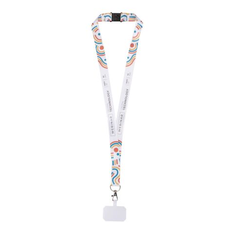 Werbeartikel Addie Lanyard Schlüsselband Telefonhalterung Vollfarbdruck Sublimation Sicherheitsverschluss – schwarz-weiss – 15mm – mit Logo bedruckt