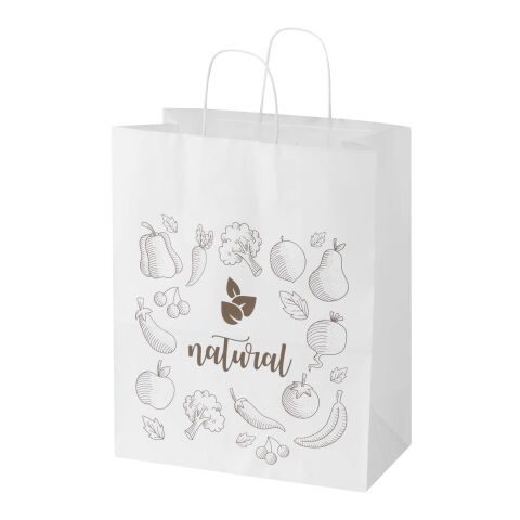 Kraft 80–90 g/m² Papiertasche mit Kordelgriffen – 32 × 17 × 39 cm weiss | ohne Werbeanbringung | Nicht verfügbar | Nicht verfügbar