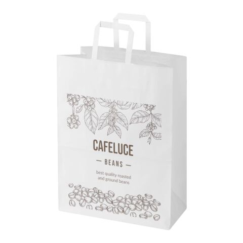 Kraft 80–90 g/m² Papiertasche mit flachen Griffen – 32 × 17 × 39 cm weiss | ohne Werbeanbringung | Nicht verfügbar | Nicht verfügbar