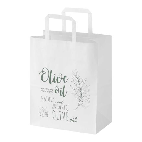 Kraft 80 g/m² Papiertasche mit flachen Griffen – 25 × 15 × 32 cm weiss | ohne Werbeanbringung | Nicht verfügbar | Nicht verfügbar