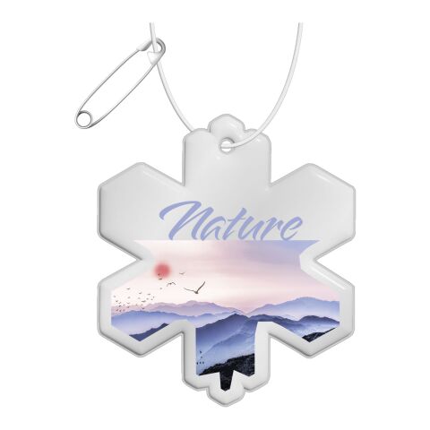 RFX™ Reflektierender PVC-Aufhänger Schneeflocke weiss | Digitaldruck | Back (under reflective layer) | 59 mm x 67 mm