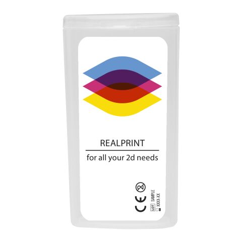 Werbeartikel MiniKit Pflaster – absolutes weiss  – mit Logo bedruckt