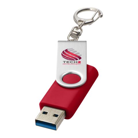 Werbeartikel Rotate USB-Stick 3.0 mit Schlüsselanhänger – rot – mit Logo bedruckt