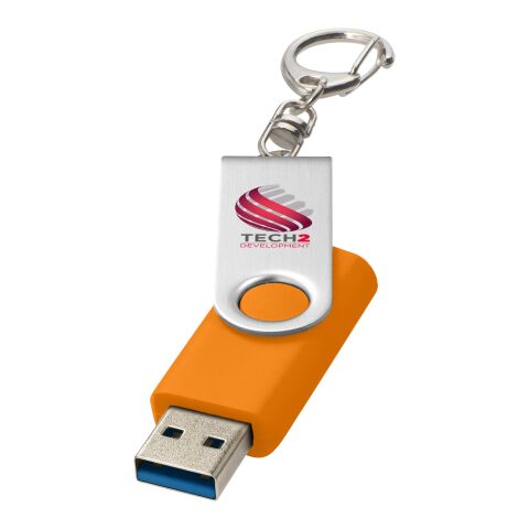 Werbeartikel Rotate USB-Stick 3.0 mit Schlüsselanhänger – orange – mit Logo bedruckt
