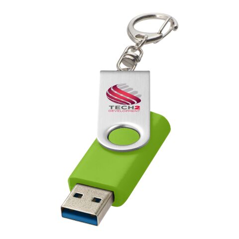 Werbeartikel Rotate USB-Stick 3.0 mit Schlüsselanhänger – limone – mit Logo bedruckt