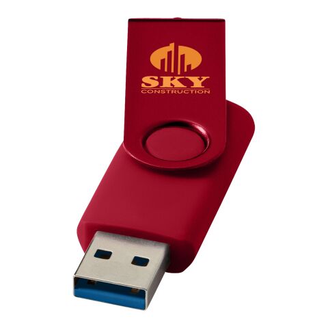 Werbeartikel Rotate USB-Stick 3.0 aus Metall – rot – mit Logo bedruckt