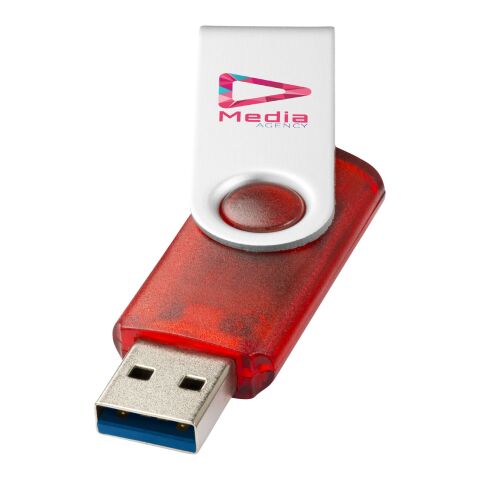 Werbeartikel Rotate USB-Stick 3.0 transparent – rot – mit Logo bedruckt