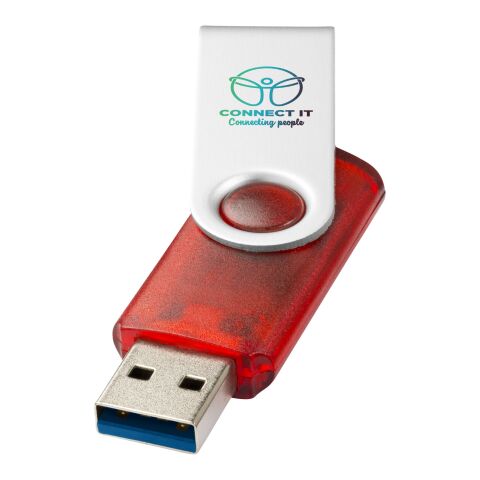Werbeartikel Rotate USB-Stick 3.0 transparent – rot – mit Logo bedruckt