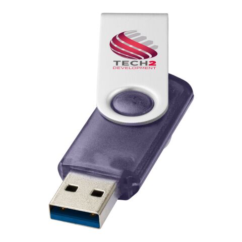 Werbeartikel Rotate USB-Stick 3.0 transparent – blau – mit Logo bedruckt