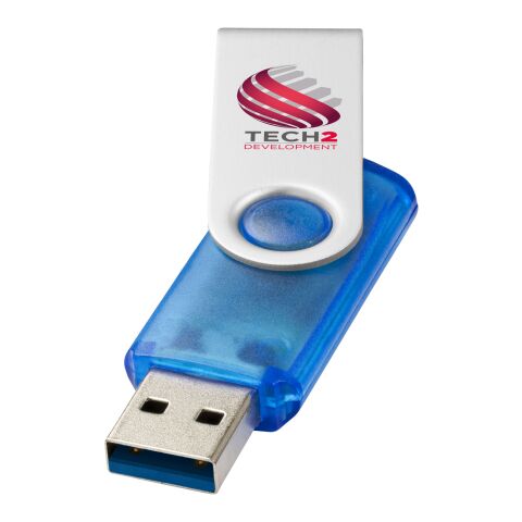 Werbeartikel Rotate USB-Stick 3.0 transparent – blau – mit Logo bedruckt