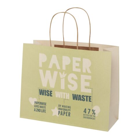Papiertüte aus landwirtschaftlichen Reststoffen mit gedrehten Griffen – groß perlweiß | ohne Werbeanbringung | Nicht verfügbar | Nicht verfügbar