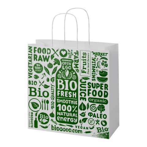 Kraftpapiertasche mit gedrehten Griffen – XL weiß | ohne Werbeanbringung | Nicht verfügbar | Nicht verfügbar