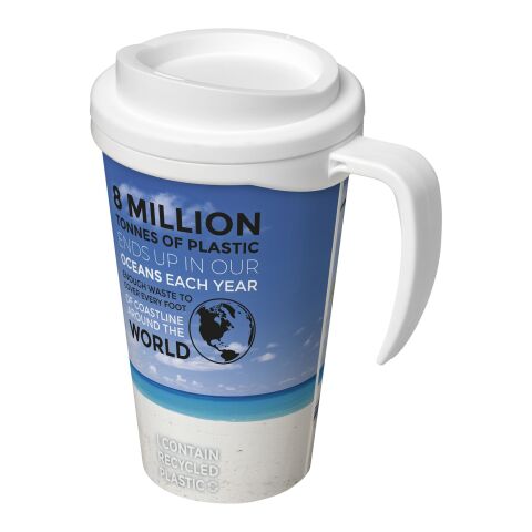 Werbeartikel Brite-Americano® Grande 350 ml Kaffeebecher mit Griff & Full-Color Rundum-Design – weiss – mit Logo bedruckt