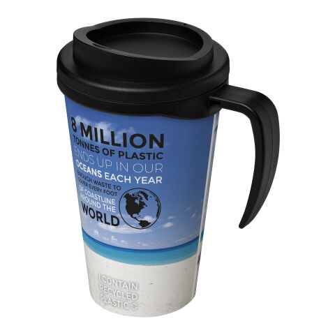 Werbeartikel Brite-Americano® Grande 350 ml Kaffeebecher mit Griff & Full-Color Rundum-Design – schwarz – mit Logo bedruckt