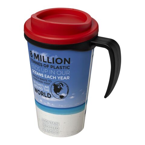 Brite-Ameriano® Grande 350 ml Isolierbecher schwarz-rot | In Mould Labeling | rundum | 236 mm x 133 mm