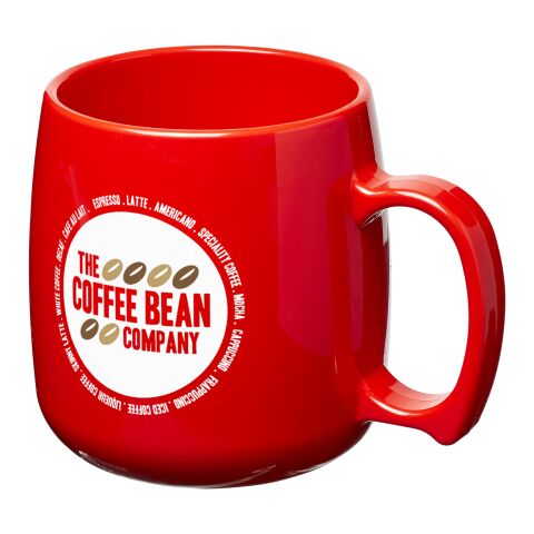 Werbeartikel Classic 300 ml Kunststoffbecher strapazierfähig & einwandig aus SAN – Made in UK für Events & Messen – rot – mit Logo bedruckt