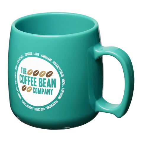 Werbeartikel Classic 300 ml Kunststoffbecher strapazierfähig & einwandig aus SAN – Made in UK für Events & Messen – aquablau – mit Logo bedruckt