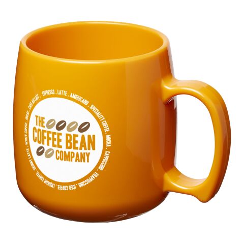 Werbeartikel Classic 300 ml Kunststoffbecher strapazierfähig & einwandig aus SAN – Made in UK für Events & Messen – orange – mit Logo bedruckt