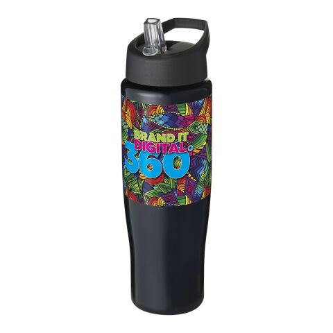 Werbeartikel H2O Tempo® 700 ml Sportflasche mit Ausgussdeckel – schwarz – mit Logo bedruckt
