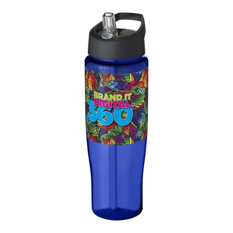 Werbeartikel H2O Tempo® 700 ml Sportflasche mit Ausgussdeckel – blau-schwarz – mit Logo bedruckt