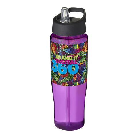 Werbeartikel H2O Tempo® 700 ml Sportflasche mit Ausgussdeckel – lila-schwarz – mit Logo bedruckt