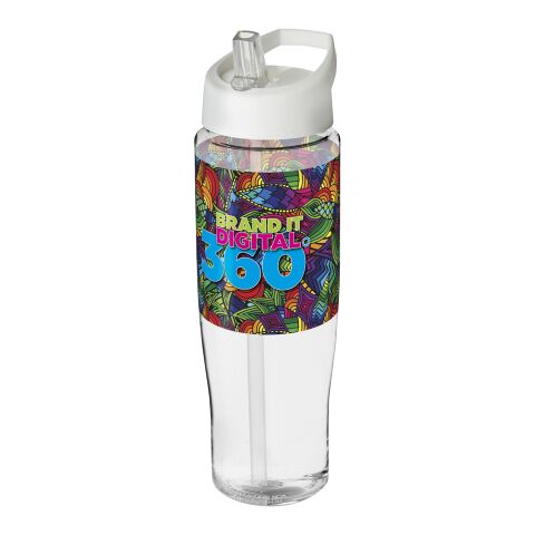 Werbeartikel H2O Tempo® 700 ml Sportflasche mit Ausgussdeckel – weiss-weiss – mit Logo bedruckt