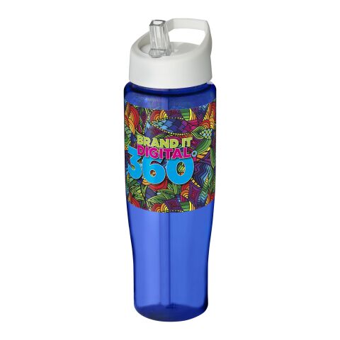 Werbeartikel H2O Tempo® 700 ml Sportflasche mit Ausgussdeckel – blau-weiss – mit Logo bedruckt