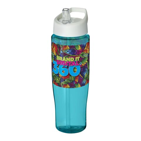 Werbeartikel H2O Tempo® 700 ml Sportflasche mit Ausgussdeckel – aquablau-transparent – mit Logo bedruckt