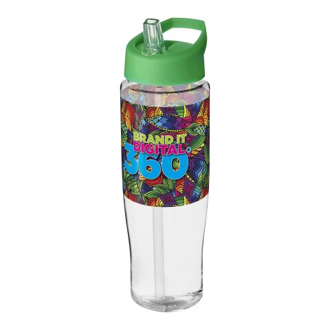 Werbeartikel H2O Tempo® 700 ml Sportflasche mit Ausgussdeckel – weiss-grün – mit Logo bedruckt