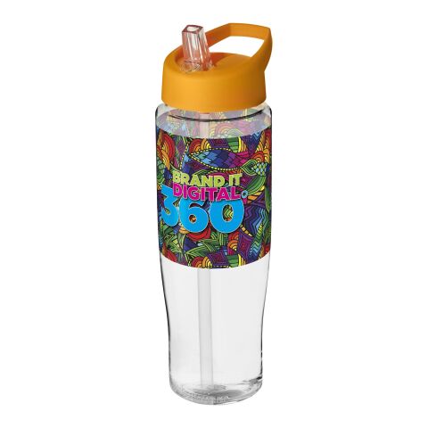 Werbeartikel H2O Tempo® 700 ml Sportflasche mit Ausgussdeckel – weiss-orange – mit Logo bedruckt
