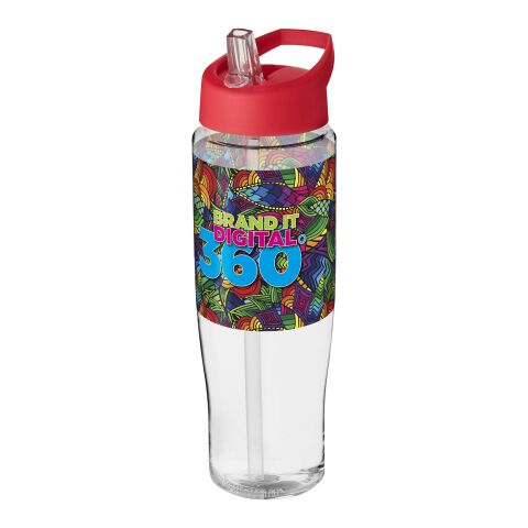 Werbeartikel H2O Tempo® 700 ml Sportflasche mit Ausgussdeckel – weiss-rot – mit Logo bedruckt
