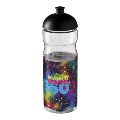Werbeartikel H2O Base® 650 ml Sportflasche ergonomisch mit auslaufsicherem Stülpdeckel & Push-Pull-Tülle – weiss-schwarz – mit Logo bedruckt