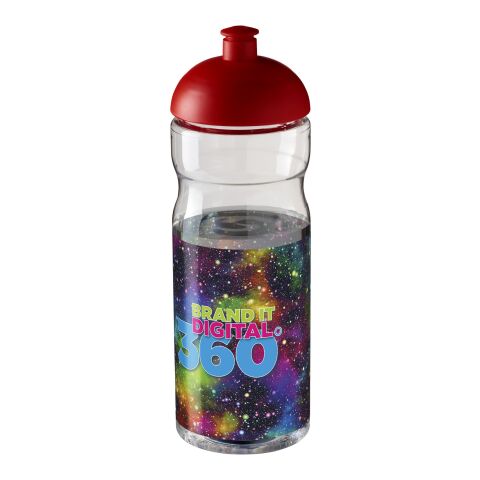 Werbeartikel H2O Base® 650 ml Sportflasche ergonomisch mit auslaufsicherem Stülpdeckel & Push-Pull-Tülle – transparent-rot – mit Logo bedruckt