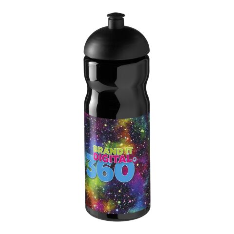Werbeartikel H2O Base® 650 ml Sportflasche ergonomisch mit auslaufsicherem Stülpdeckel & Push-Pull-Tülle – schwarz – mit Logo bedruckt