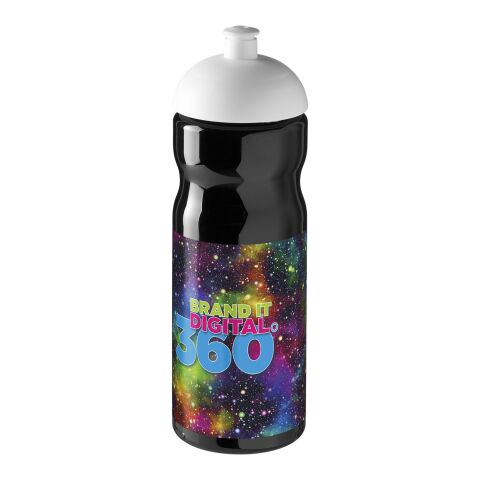 Werbeartikel H2O Base® 650 ml Sportflasche ergonomisch mit auslaufsicherem Stülpdeckel & Push-Pull-Tülle – schwarz-weiss – mit Logo bedruckt