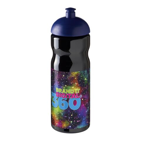 Werbeartikel H2O Base® 650 ml Sportflasche ergonomisch mit auslaufsicherem Stülpdeckel & Push-Pull-Tülle – schwarz-blau – mit Logo bedruckt