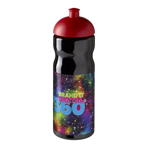 Werbeartikel H2O Base® 650 ml Sportflasche ergonomisch mit auslaufsicherem Stülpdeckel & Push-Pull-Tülle – schwarz-rot – mit Logo bedruckt