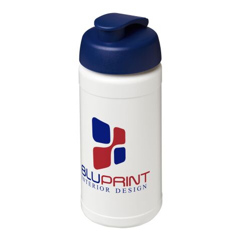 Werbeartikel Sportflasche Baseline Plus 500 ml Kunststoff Klappdeckel auslaufsicher einwandig – transparent-blau – mit Logo bedruckt