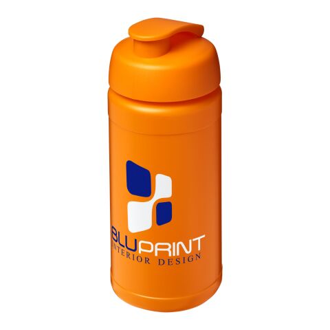 Werbeartikel Sportflasche Baseline Plus 500 ml Kunststoff Klappdeckel auslaufsicher einwandig – orange – mit Logo bedruckt
