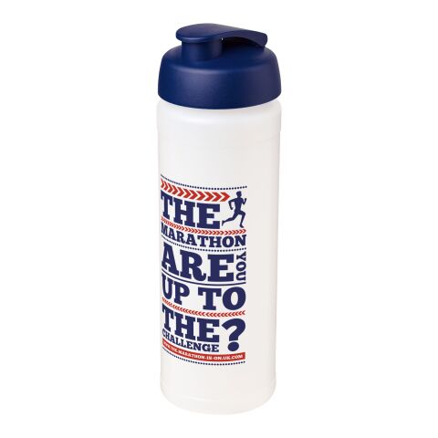 Werbeartikel Baseline® Plus grip 750 ml Sportflasche mit Klappdeckel – weiss-blau – mit Logo bedruckt
